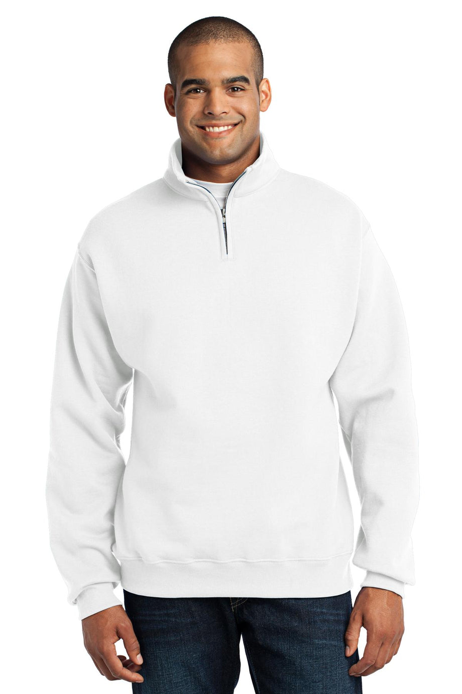 Jerzees NuBlend 1/4-Zip Sweatshirt - Cadet Collar Style, Navy, 2XL - 50% Cotton, 50% Polyester